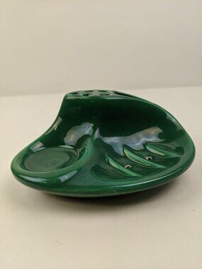 MCM Vintage Vohann of California Soap Dish Vanity Storage Bathroom Green Ceramic